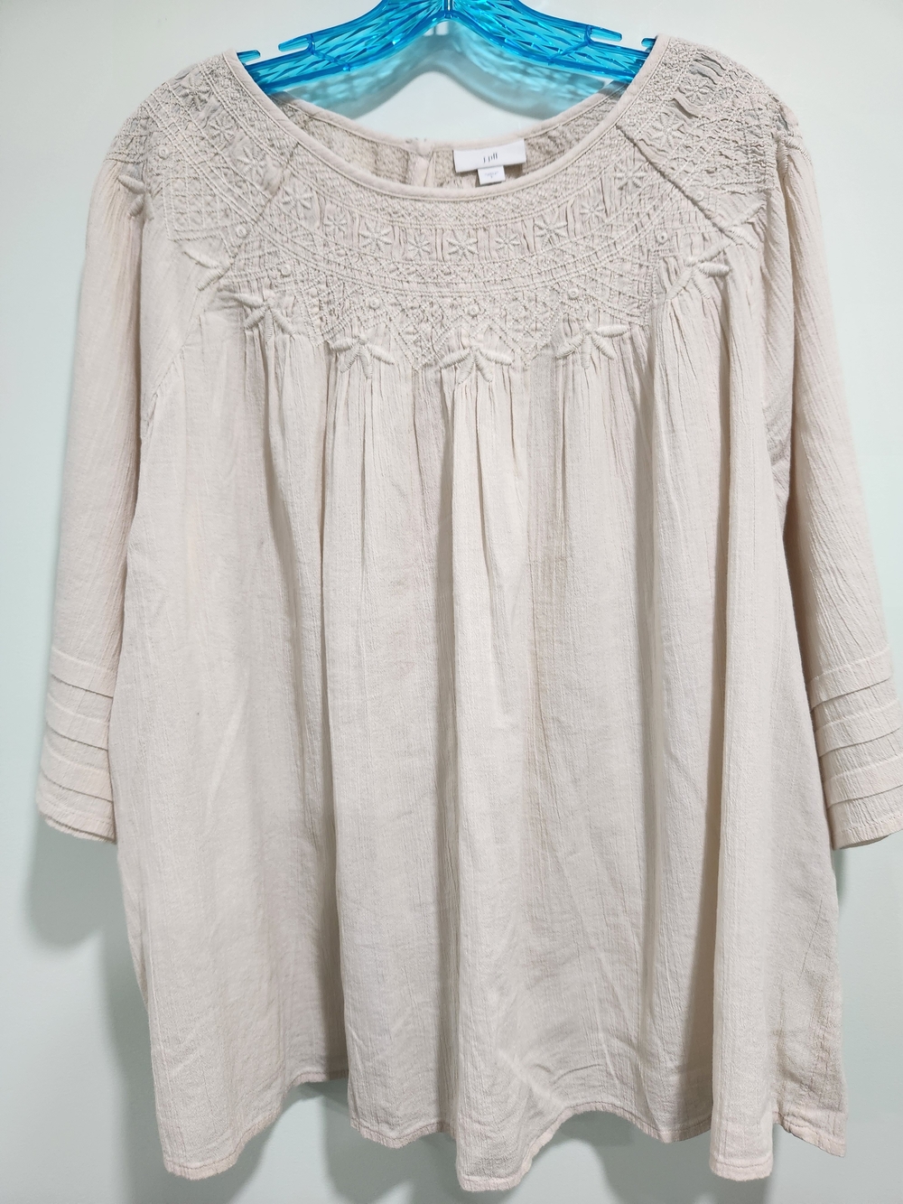 Light Cream Embroidered Women's Peasant Top - Brand: